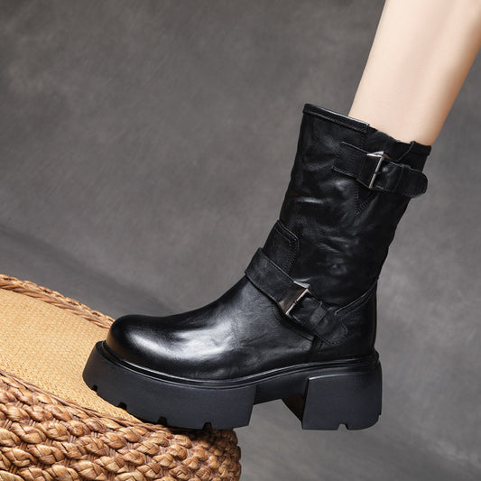 Women's Grip Pattern Real With Fleece Lining Boots