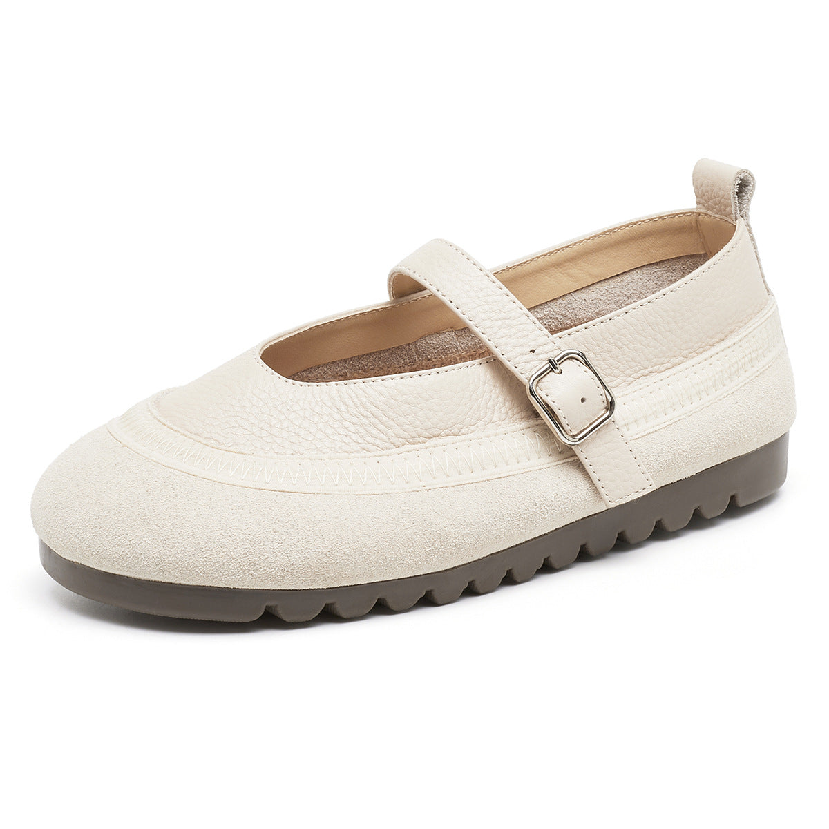 Women's Cowhide Spring Soft Bottom Mori Style Women's Shoes