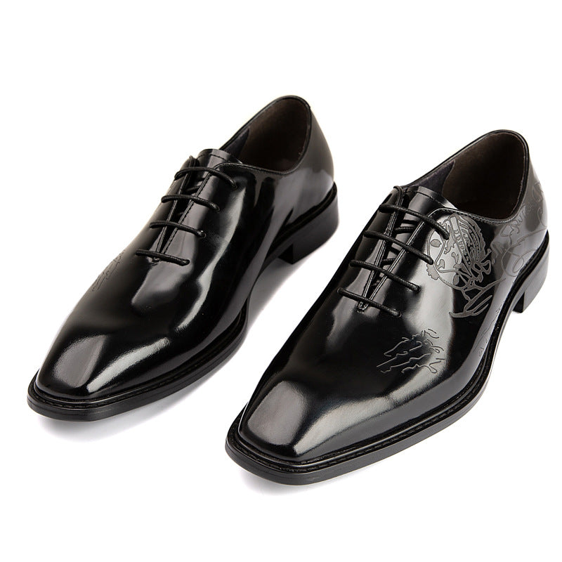 Men's Fashion Patent Laser Carved Business British Leather Shoes