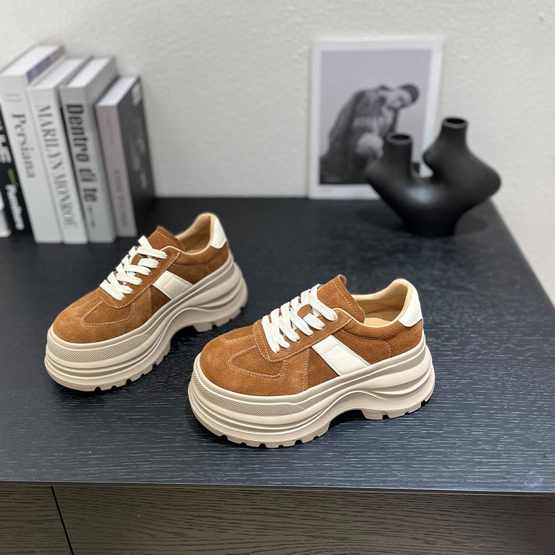 Women's Autumn Platform Round Toe Lace Color Women's Casual Shoes