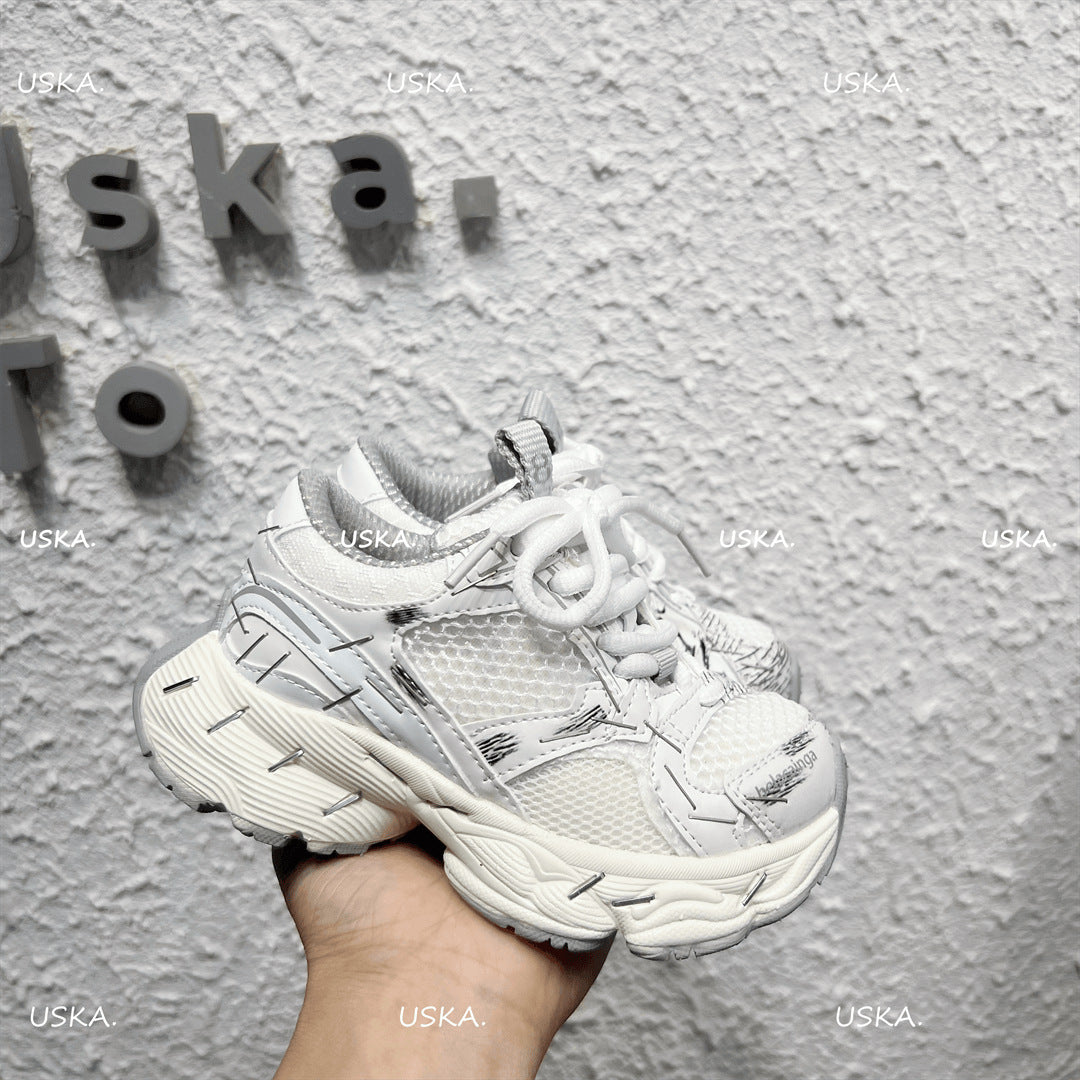 Children's Trendy Stapler Dad Lightweight Boys Distressed Children's Sports Shoes