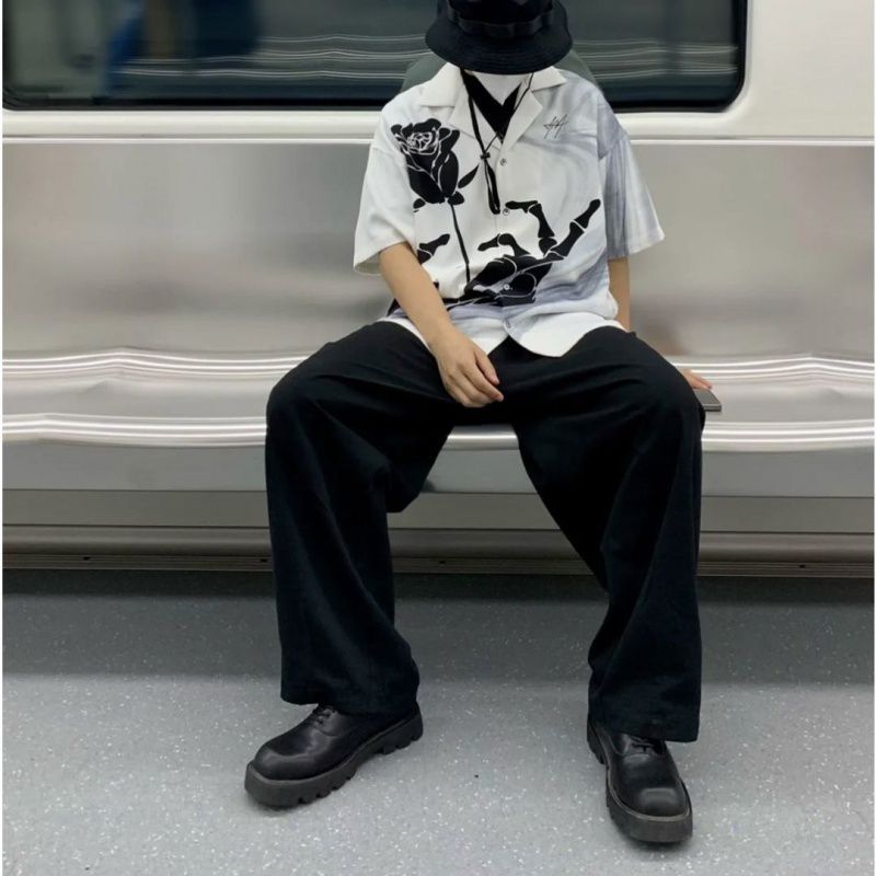 Men's Toe Design Thick Bottom Korean Niche Black Leather Shoes