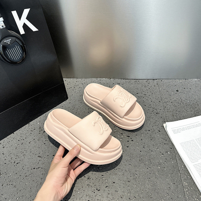 Women's Summer Outdoor Thick Bottom Fashion Velcro Word Thick-soles Slippers