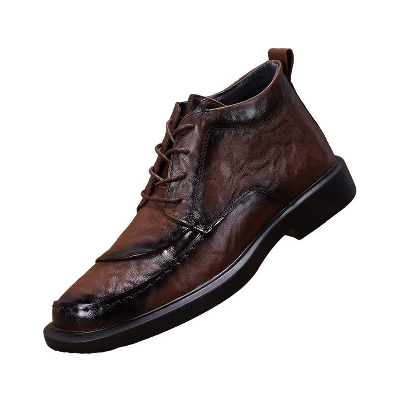 Men's Dark Brown High Soft Bottom Comfort Leather Shoes