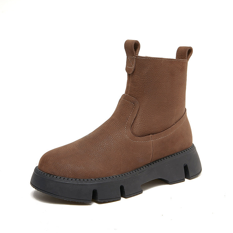 Women's Platinum Thickened Fleece-lined Martin Genuine Thick Snow Boots