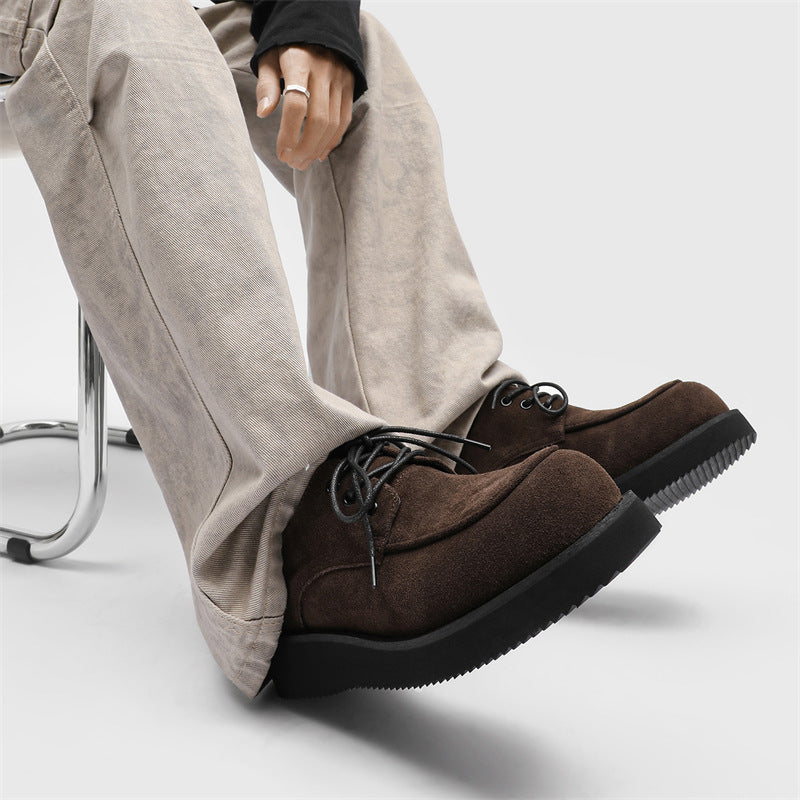 Platform Commuter Height Increasing Trendy Big Toe Derby Leather Shoes