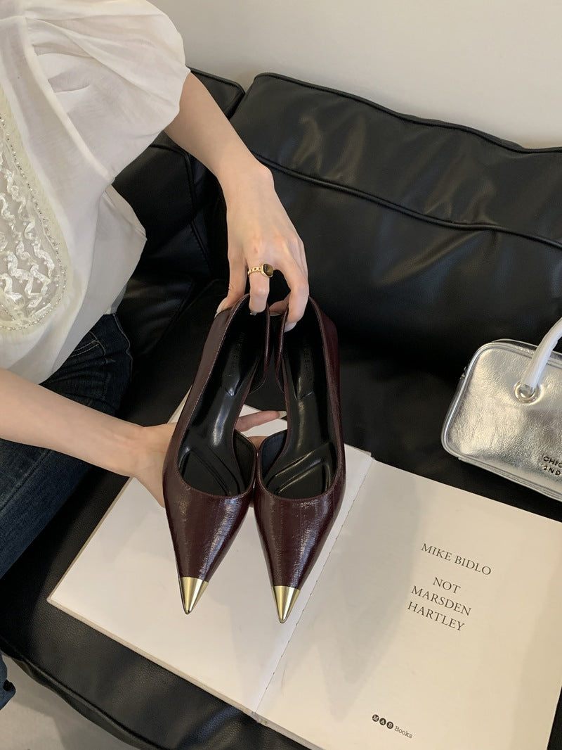 Women's Pumps Stiletto High-grade Design Sense Niche Pointed Side Heels