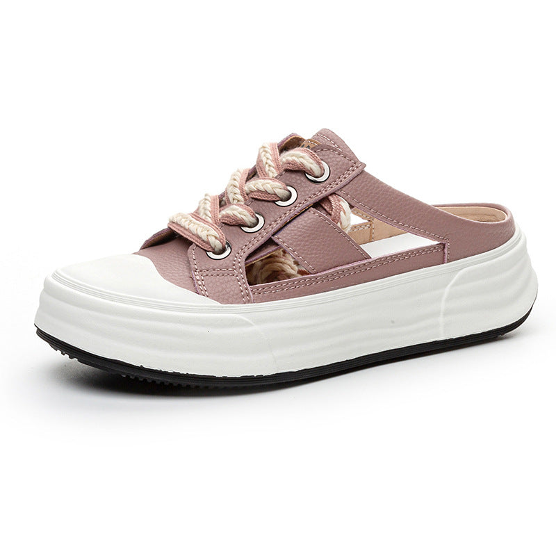 Women's Closed Toe Outer Wear High-grade Cowhide Summer Slippers