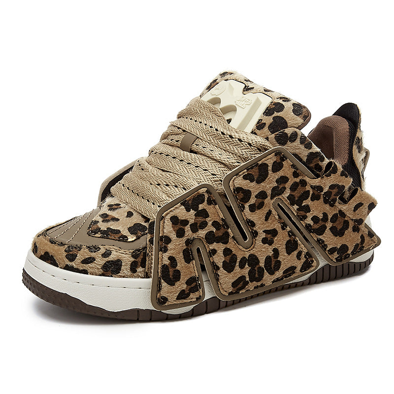 Women's & Men's Cyclone Series Leopard Print Color Matching Trend Increased Sneakers