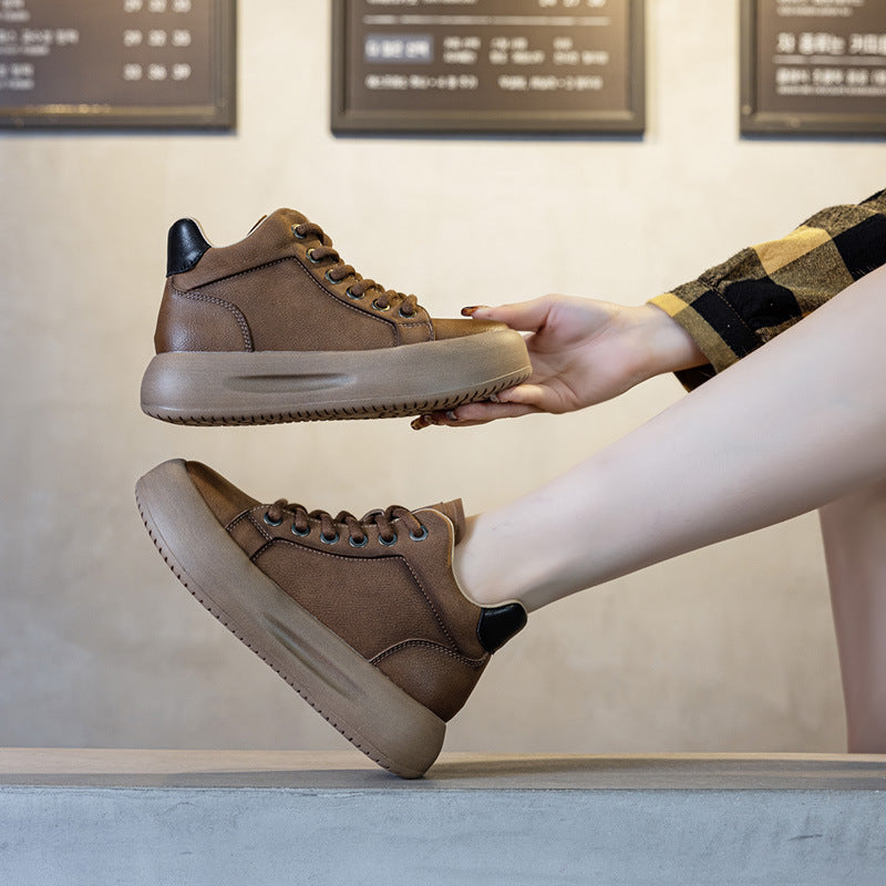 Women's Genuine Versatile Retro Platform Brushed Fashion Casual Shoes