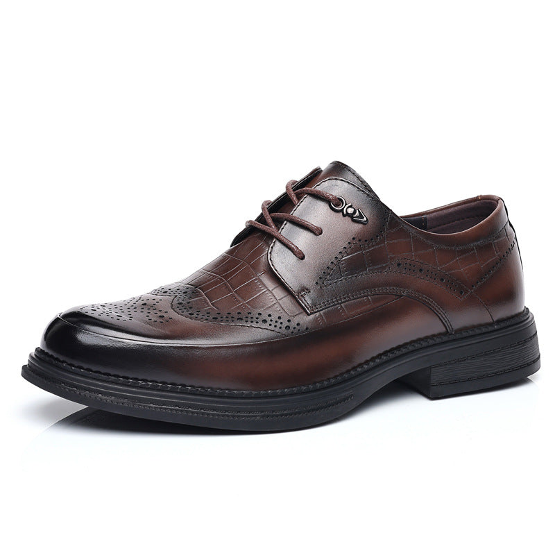 Men's First Layer Cowhide Formal Wear Business Wedding Leather Shoes