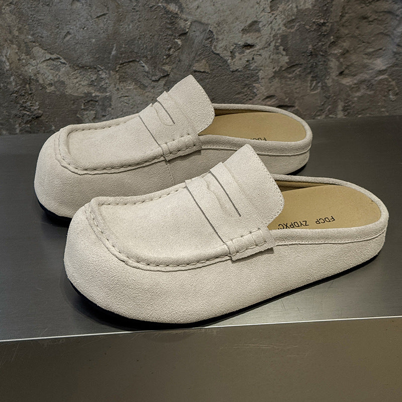 Trendy Platform Large Toe One Pedal Retro Easy Sandals