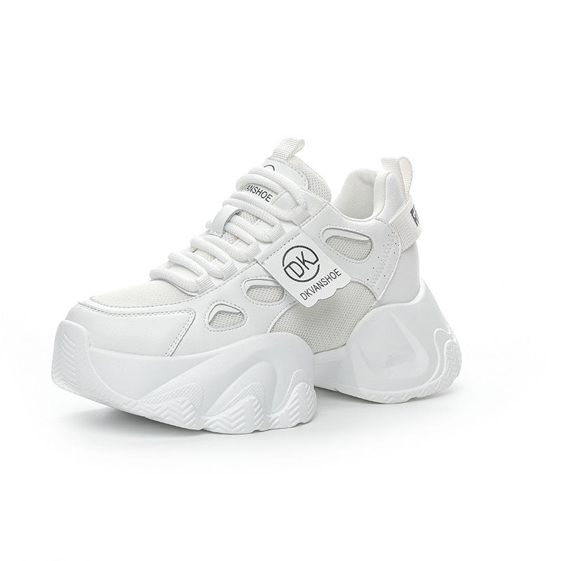 Women's Mesh Surface White Thick Bottom Front Breathable Wearable Women's Casual Shoes