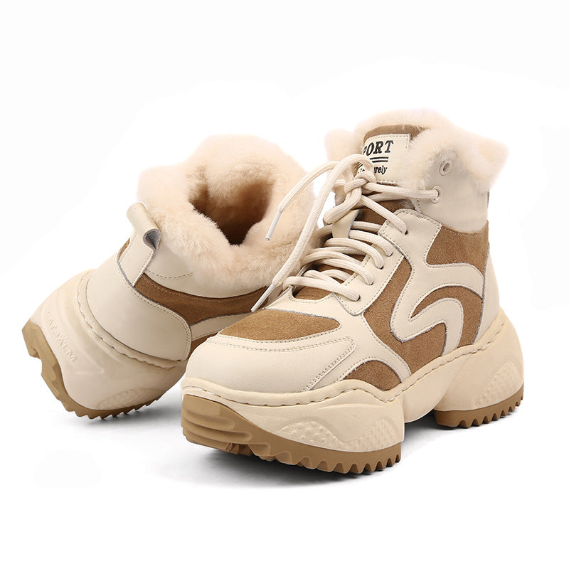 Women's Dad Fleece-lined Thick Winter Cotton Thermal Snow Boots