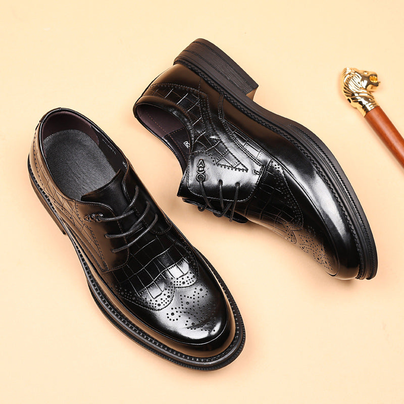 Men's First Layer Cowhide Formal Wear Business Wedding Leather Shoes