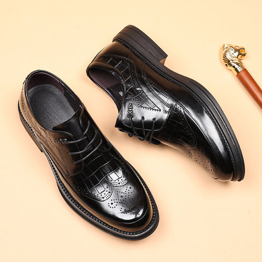 Men's First Layer Cowhide Formal Wear Business Wedding Leather Shoes