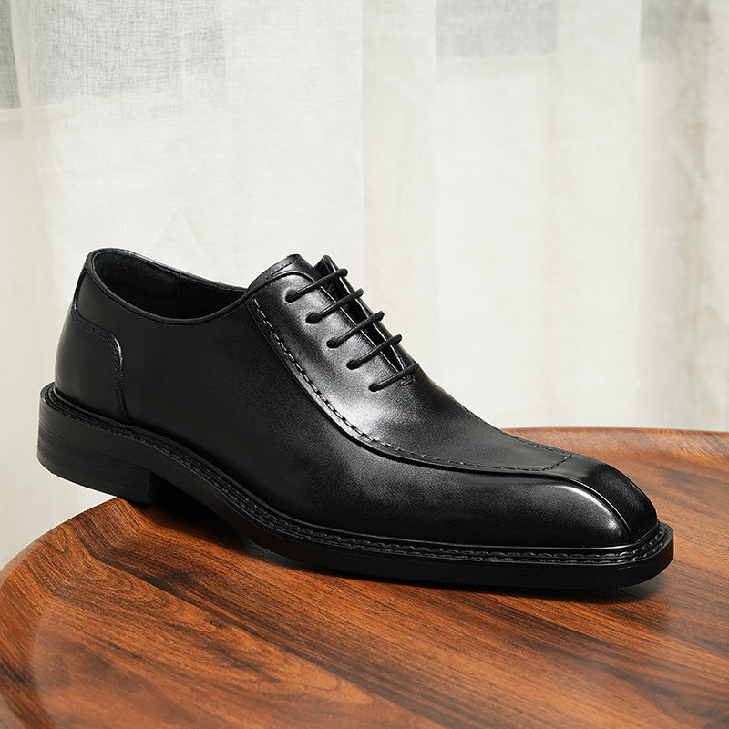 Men's Stitching Summer Genuine Business Formal Wear Leather Shoes