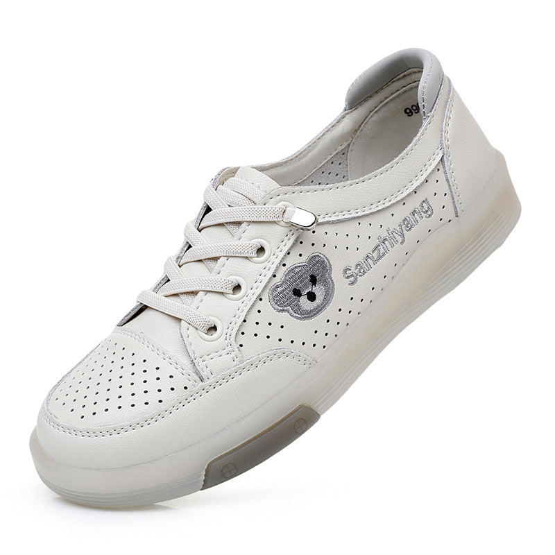 Women's Three Sheep White For Slip-on Flat Leisure Hollow Casual Shoes