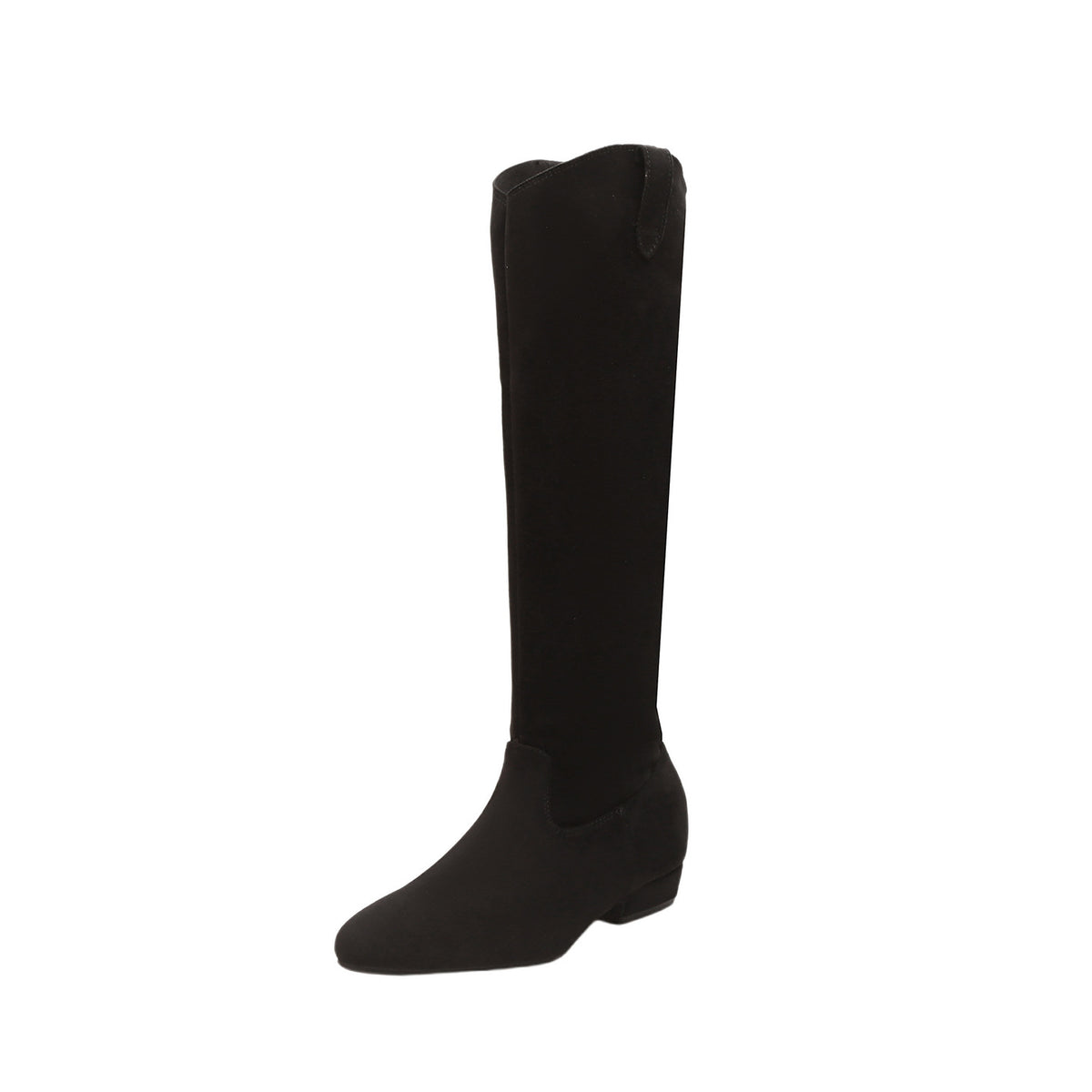 Women's Cut Pointed Toe Suede Height Increasing Insole Chunky Tall Women's Leather Boots