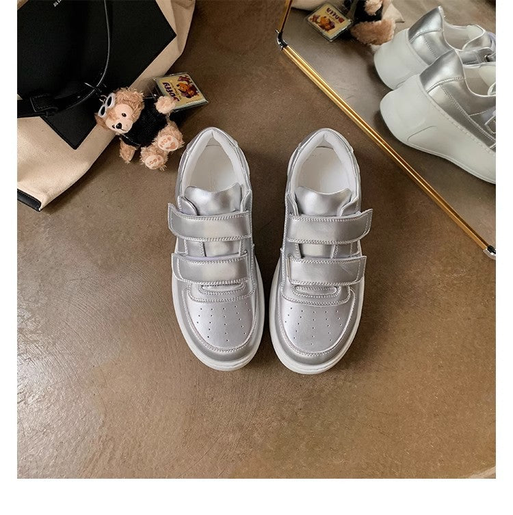 Women's Hidden Platform Smiley Face Velcro Sports Casual Shoes