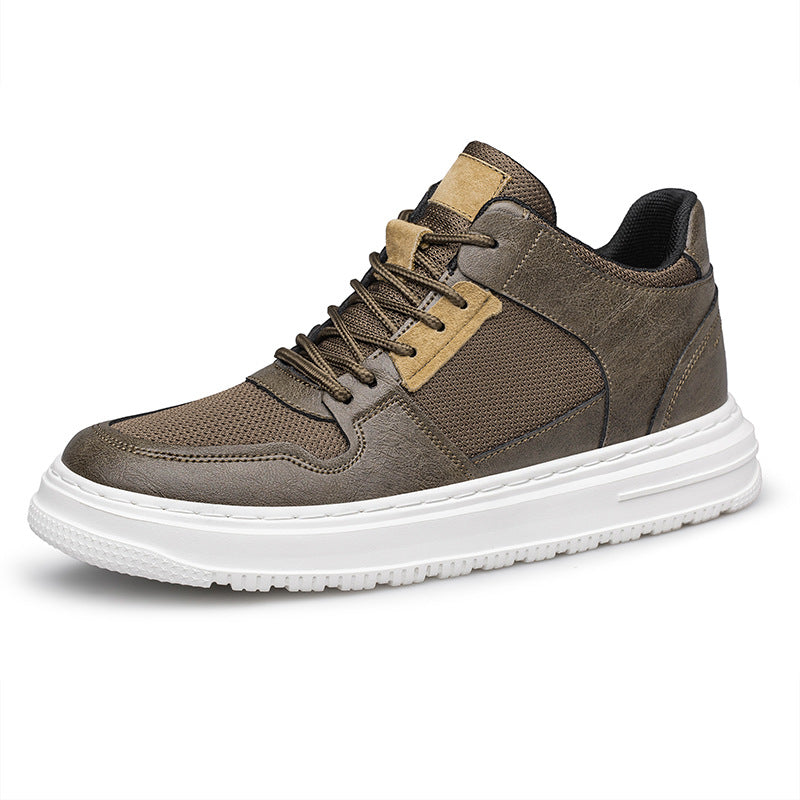 Men's Platform Inner Height Increasing White Plus Men's Board Shoes