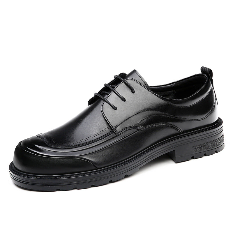 Men's Top Layer Cowhide Grain Breathable Business Formal Wear Genuine Leather Shoes