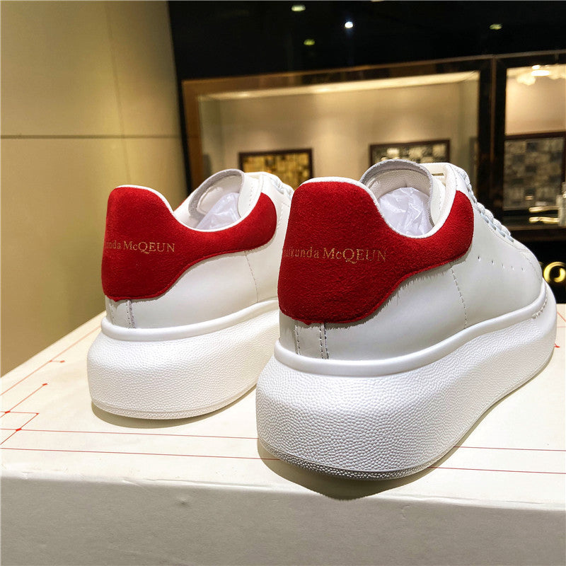 Women's Mcqueen White Genuine Platform Invisible Elevated Casual Shoes