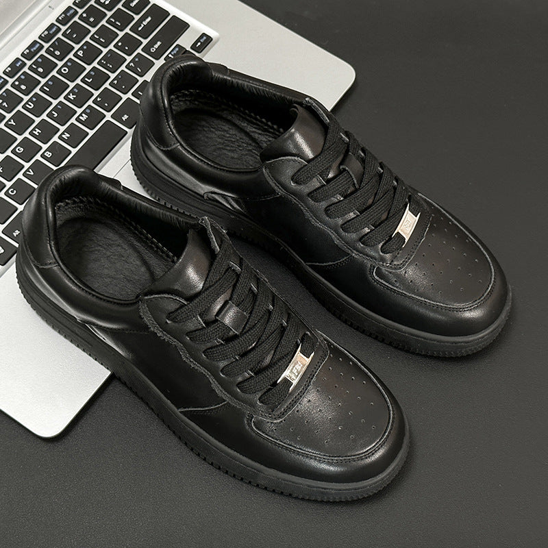 Women's & Men's Force One Couple Cowhide Low-cut Genuine White Men's Board Shoes