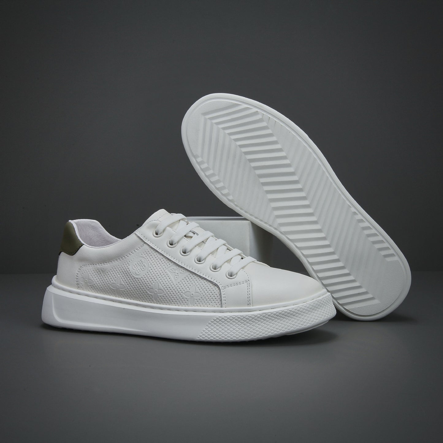 Men's Fashion White Spring British Style Green Men's Board Shoes
