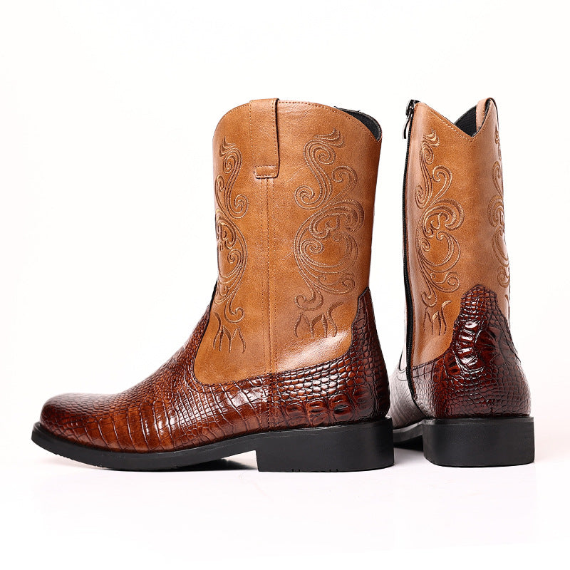 Men's Western Cowboy Trendy Fashion Vintage Zipper Boots