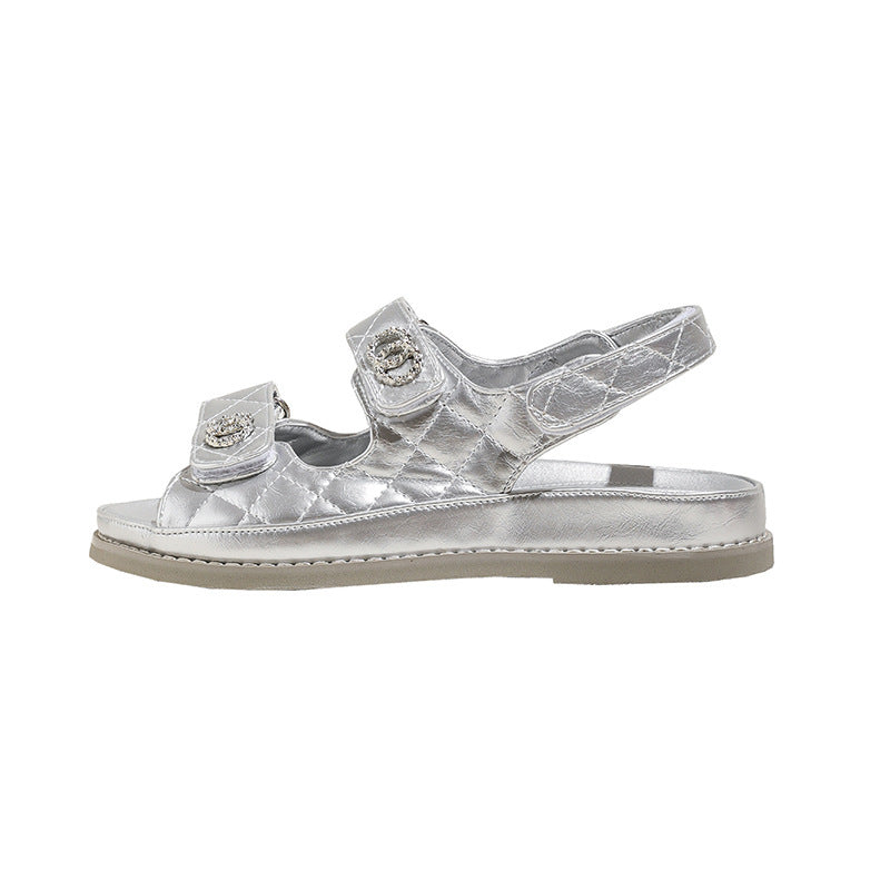 Women's Chic Velcro Rhombus Thick Bottom Toe Sandals