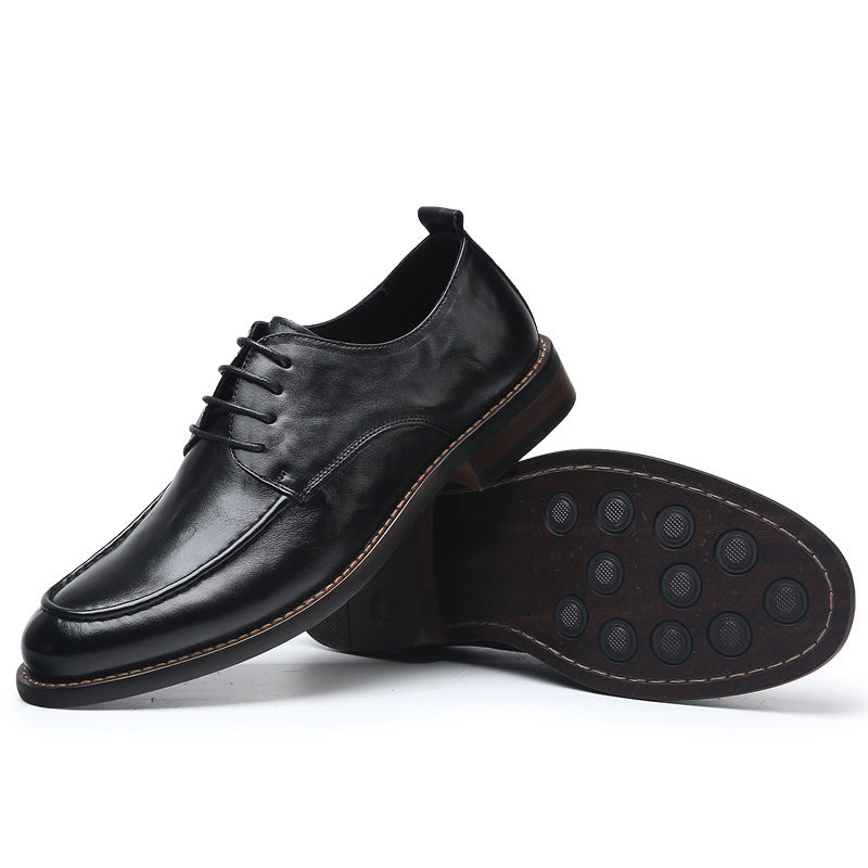 Men's First Layer Calfskin Solid Wood Soft Leather Shoes