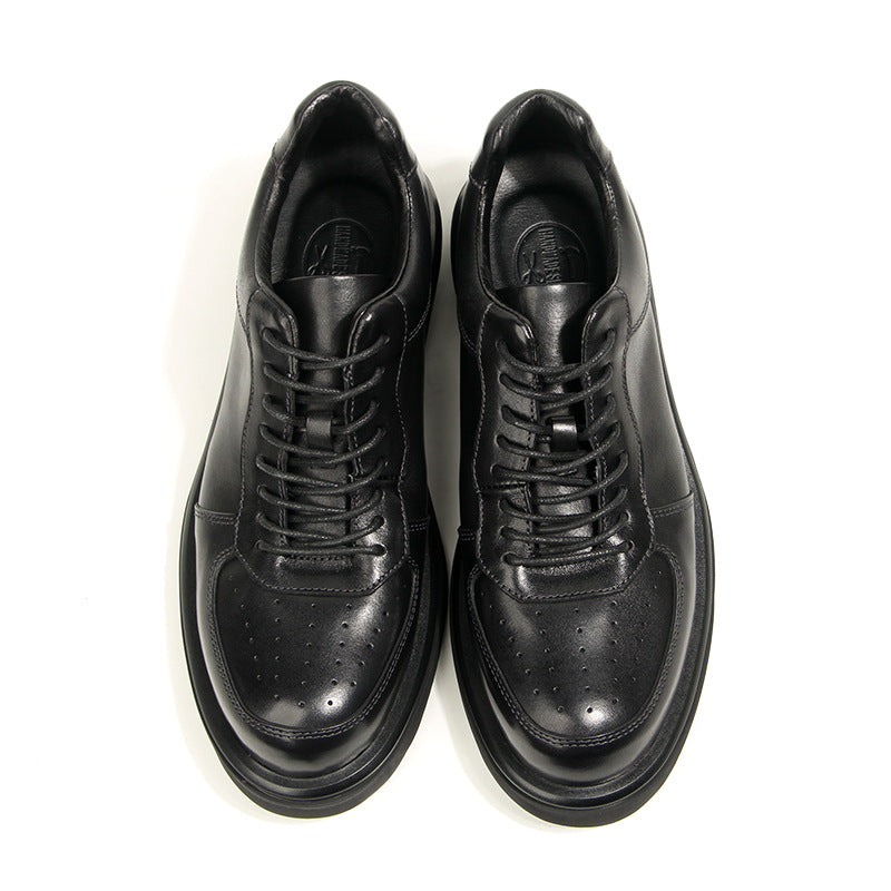Men's Black Warrior Fashion Trendy Board Air Leather Shoes