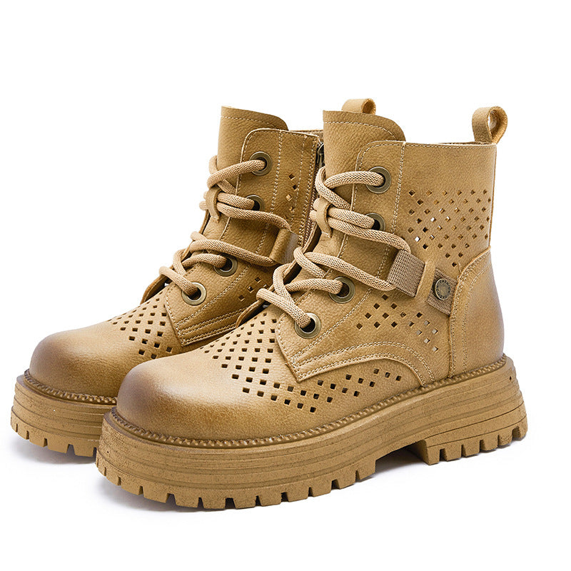 Women's Hollow Martin Genuine Hole Height Increasing Insole Boots