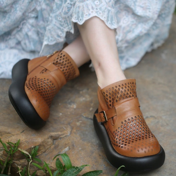 Women's Of Cowhide Bread Bottom Very Comfortable Hollow Are Too Large Women's Casual Shoes