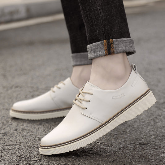 Men's Outer Hight Increasing British Small Cowhide Leather Shoes