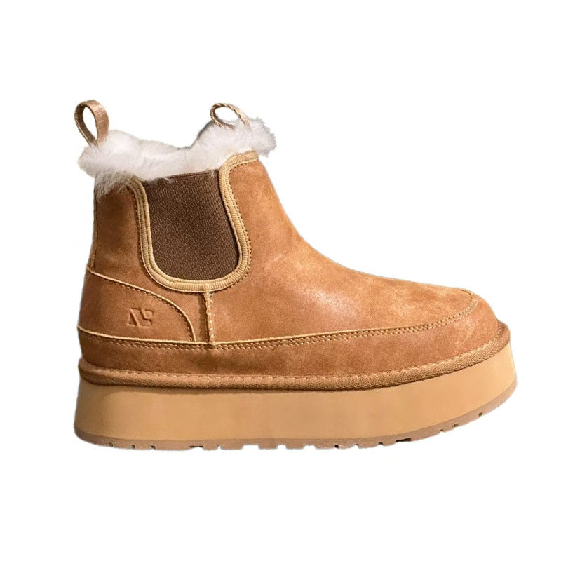 Women's Genuine Real Fur Winter Thick Bottom Snow Boots