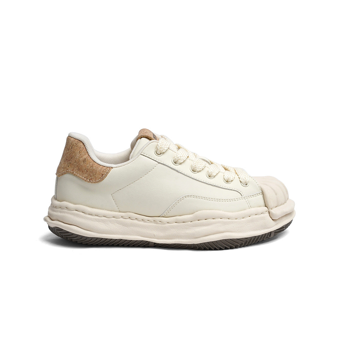 Women's & Men's Shell Toe Dissoed Niche Patchwork Retro White Thick Sole Height Sneakers