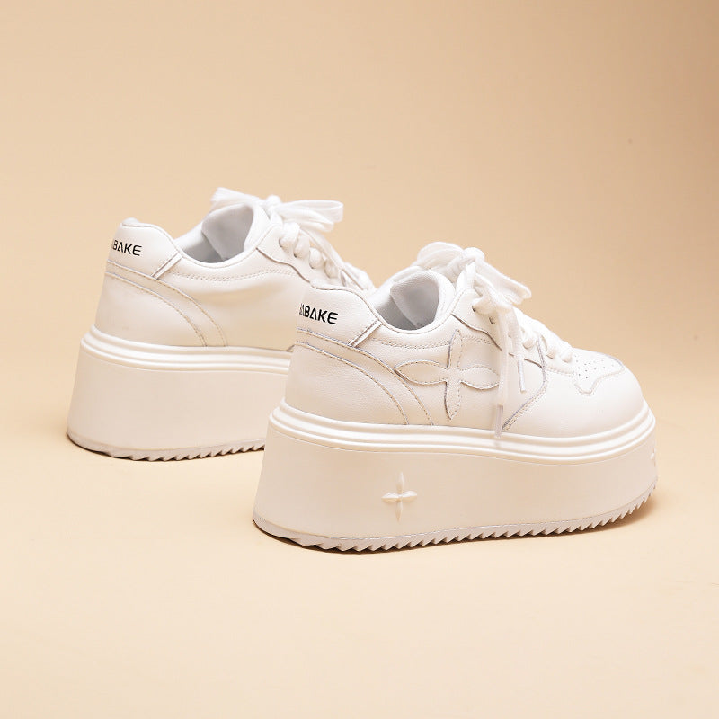 Women's White Spring Cruciate Flower Sports Hight Sneakers