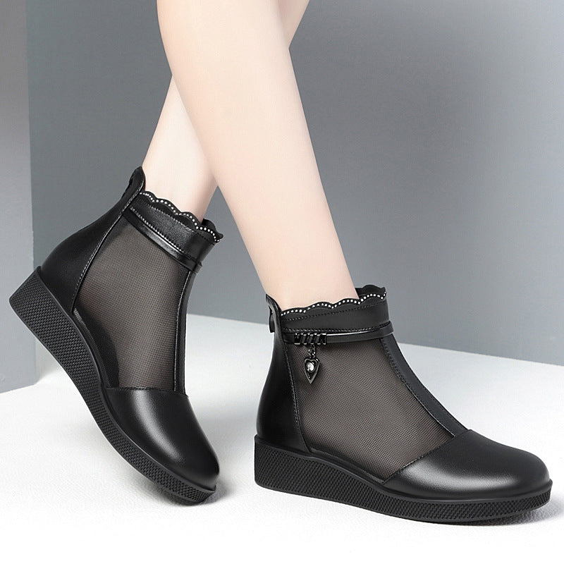 Women's Mesh Mid Chunky Waterproof Platform Martin Sandals