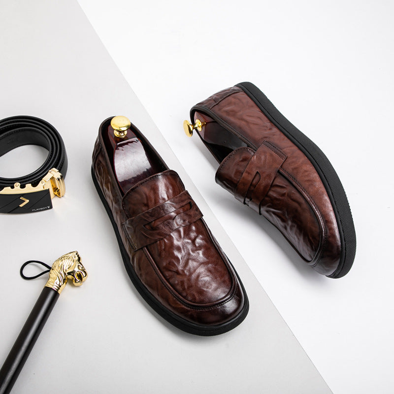 Men's Pattern Top Layer Cattlehide Fashion Business Formal Men's Shoes