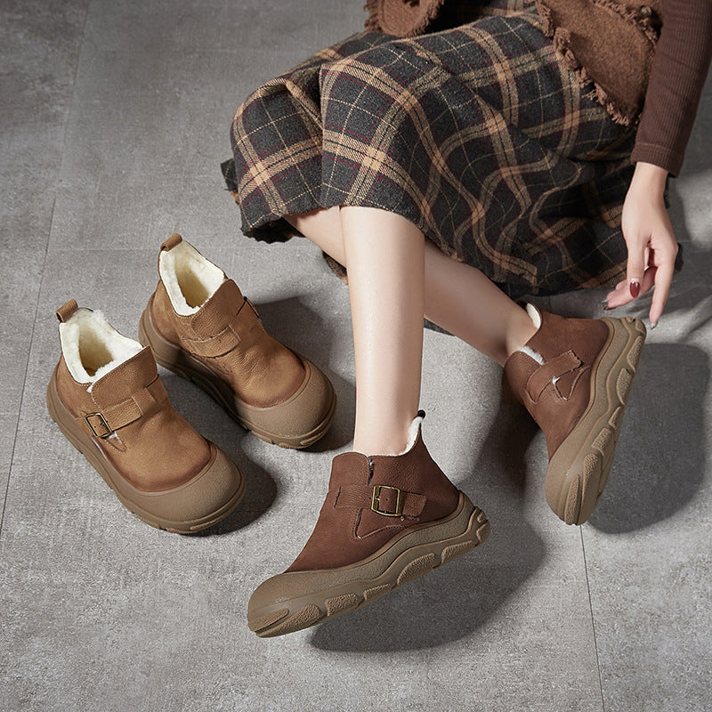 Women's Platinum Winter Wool Cotton Platform Warm Snow Boots