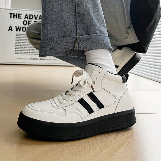 Men's Autumn Black Platform White High Top Sneakers