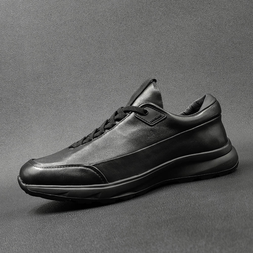 Men's Black Top Layer Cowhide Minority Autumn Sneakers