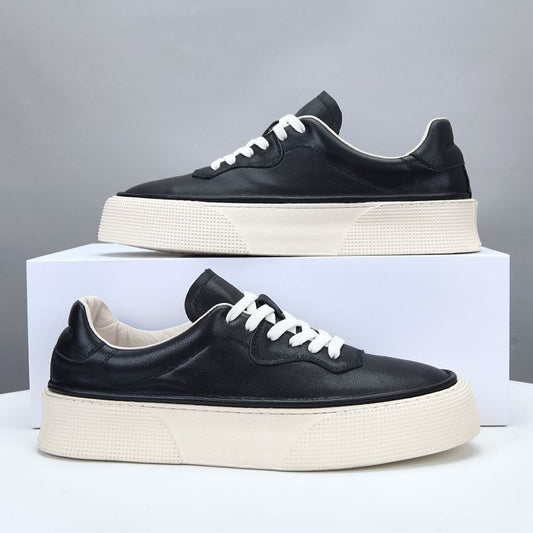 Men's Spring White Genuine Platform Korean Style Sneakers