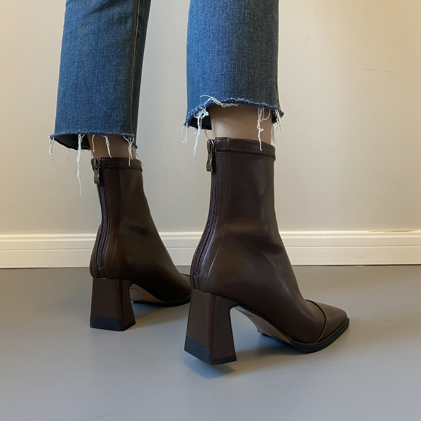 Women's Retro Skinny Martin Fleece-lined Square Toe High Boots