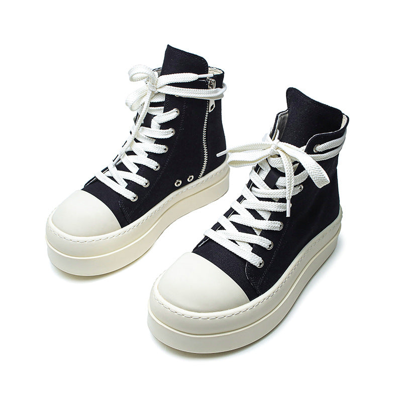 Women's & Men's Thick-soled Black Breathable Versatile Easy Wear Casual Shoes