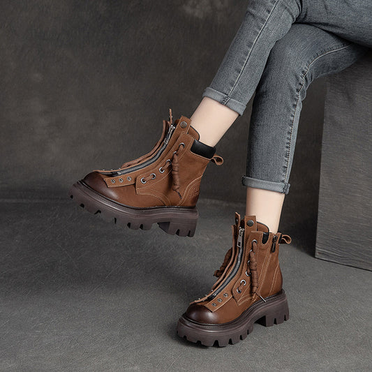 Women's Retro Two Wear Handsome Design Feel Wipe Color Tooling Boots