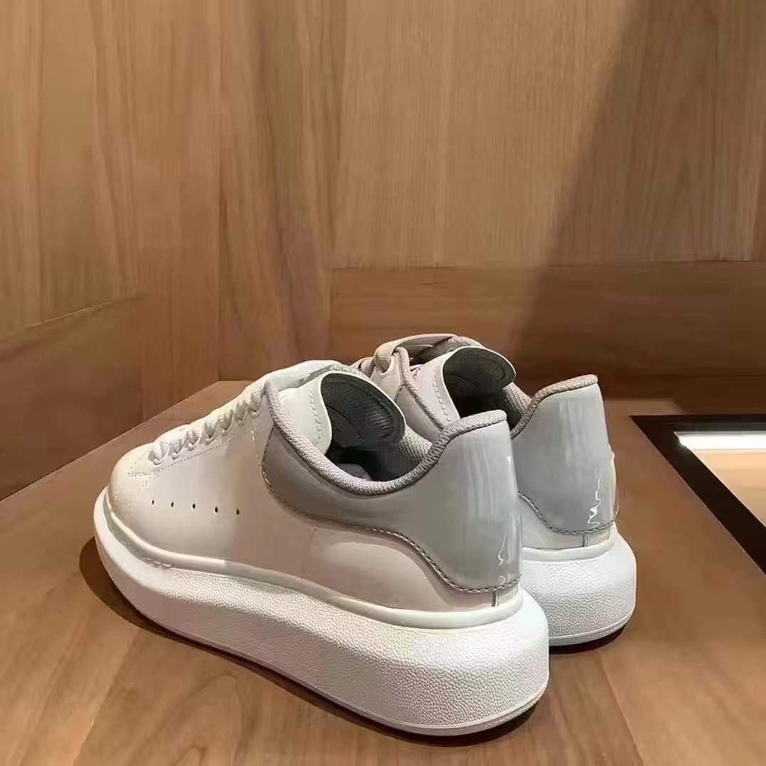 Women's White Platform Heightened Genuine Couple Sneakers