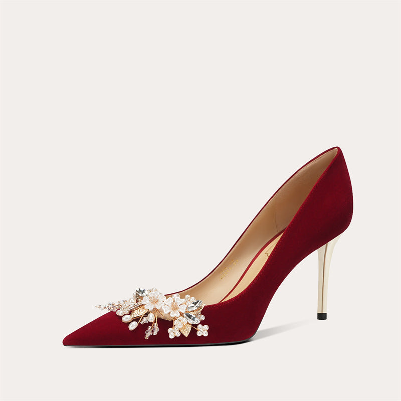 Wedding Dress Satin Bridal French Suit Pointed Women's Fashion Shoes